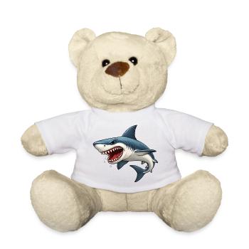 Shark Cartoon Funny Kids Ocean Animal Motif - Teddy Bear - white - Front