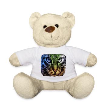 katzengesicht, bunte tier designs - Teddy - Weiß - Vorne