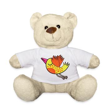 Little Yellow Bird - Teddy Bear - white - Front
