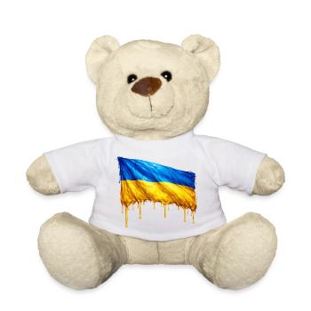 Abtropfende Ukraine Flagge - Teddy - Weiß - Vorne