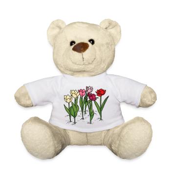 Tulipes au printemps - Nounours - blanc - Devant