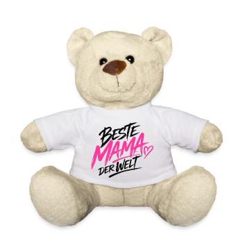 Beste Mama der Welt Neon Rosa - Teddy - Weiß - Vorne