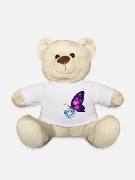 Soul of Earth – Blue Butterfly Heart - Teddy - Weiß