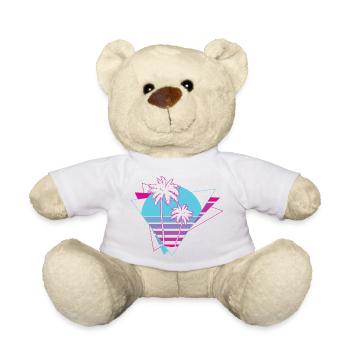 Scène rétro des palmiers néon - Nounours - blanc - Devant
