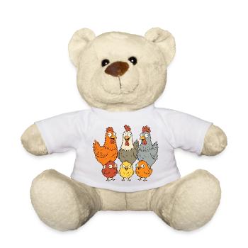 Funny chickens, roosters and chicks - Teddy Bear - white - Front