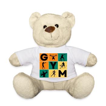 Turnhallen-Silhouetten und Buchstabenraster - Teddy - Weiß - Vorne