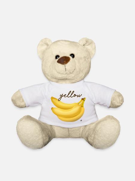 Drei gelbe Bananen Abbildung mit Inschrift - Teddy - Weiß