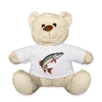 Coloured pike print - Teddy Bear - white - Front