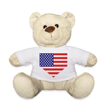Home Plate American Flag - Teddy Bear - white - Front