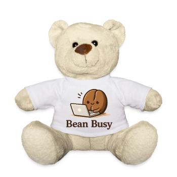 Bean Busy - Niedlich Kaffeebohne am Laptop Cafe - Teddy - Weiß - Vorne
