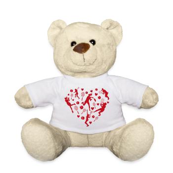 Tennis Heart Silhouettes - Teddy Bear - white - Front