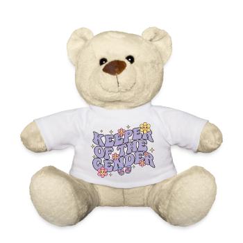 Gender reveal Keeper Of The Gender baby shower - Teddy Bear - white - Front