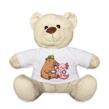 Joueur mignon Capybara Axolotl Tortue Gamer Kawaii - Nounours - blanc - Devant