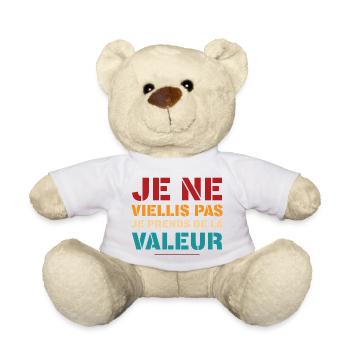Je Ne Vieillis Pas Je Prends De La Valeur T-Shi... - Nounours - blanc - Devant