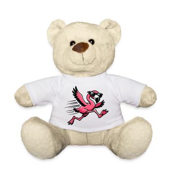 Flamingo in sprint with sunglasses - Teddy Bear - white - Front