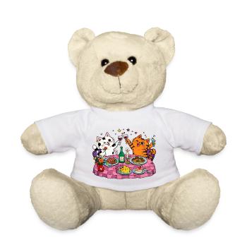 Katzenfest am Esstisch - Teddy - Weiß - Vorne