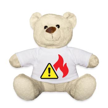Icône solide d’alerte incendie Symbole de sécurité de flamme - Nounours - blanc - Devant