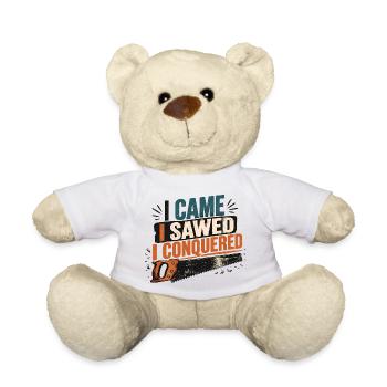Carpenter Gift for Woodworker - Teddy Bear - white - Front