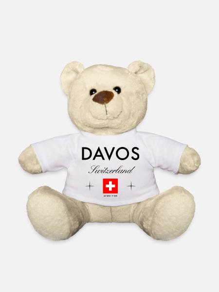 Davos Schweiz Koordinaten Reise Souvenir - Teddy - Weiß