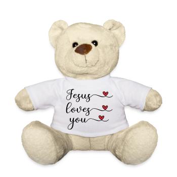 Jesus liebt dich süß Typografie mit Herz - Teddy - Weiß - Vorne