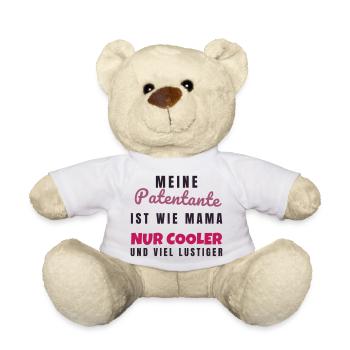 Patentante wie Mama nur cooler - Geschenk Tante - Teddy - Weiß - Vorne