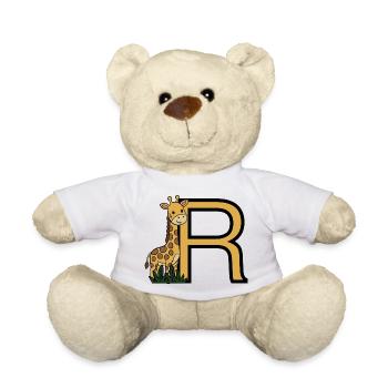 Giraffe mit goldenem R - Teddy - Weiß - Vorne