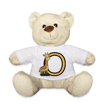 Giraffe and Oval Letter O Cartoon Design - Teddy Bear - white - Front