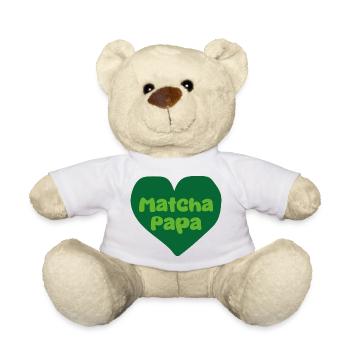 Matcha Dad Heart Design - Teddy Bear - white - Front