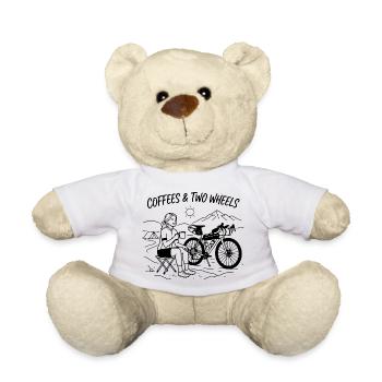 Coffees & Two Wheels Gravel Bike Art - Teddy Bear - white - Front
