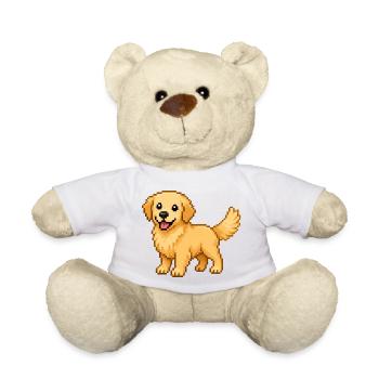 Mignon Golden Retriever – Chien rétro en pixel art - Nounours - blanc - Devant