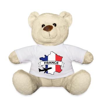 France Tricolore: Avion et Bannière - Nounours - blanc - Devant