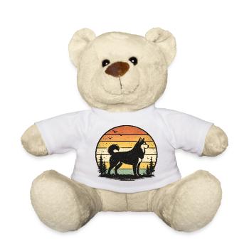 Husky Retro Sunset - Teddy Bear - white - Front