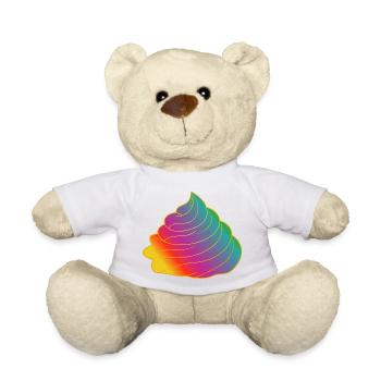 Bunte Regenbogen-Creme – Farbenfrohes Motiv - Teddy - Weiß - Vorne