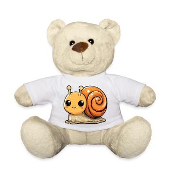 Orangene Schnecke Spiraldesign - Teddy - Weiß - Vorne