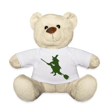 Hexe auf Besen Silhouette - Teddy - Weiß - Vorne