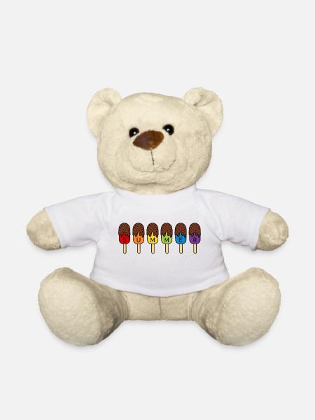 SUMMER SCHOKO EIS ESSEN REGENBOGEN BUNT SOMMER EIS - Teddy - Weiß