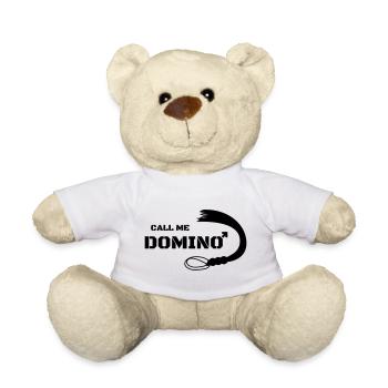 Call me Domino Peitsche Sex Geschenk Domina - Teddy - Weiß - Vorne