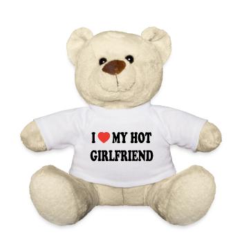 Love my hot girlfriend - Red heart love - Teddy - Weiß - Vorne