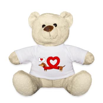 Teckel et cœur - Nounours - blanc - Devant