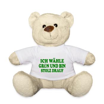 ich wähle grün und bin stolz darauf - Teddy - Weiß - Vorne