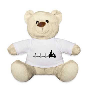 Roller Fahrer Roller Motorrad Herzschlag - Teddy - Weiß - Vorne