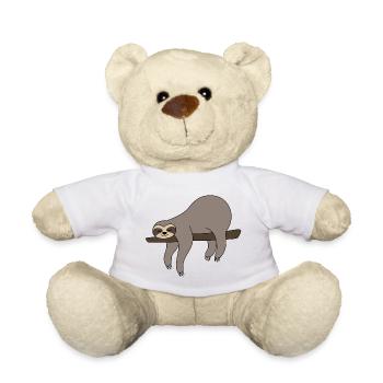 Faultier auf Ast Sloth grau lustig faul schlafen - Teddy - Weiß - Vorne