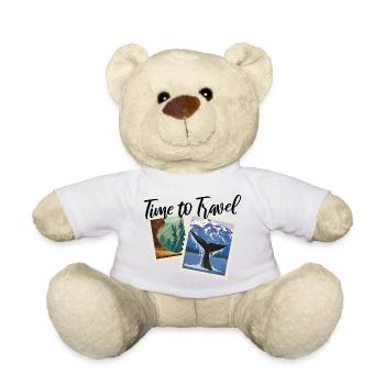 Time To Travel Stamps Gift Idea - Teddy Bear - white - Front