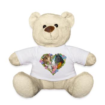 Animals and flower heart - Teddy Bear - white - Front