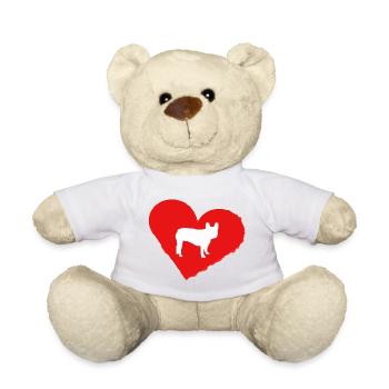 Frenchie, Bully, Français Bulldog, Cadeau - Nounours - blanc - Devant