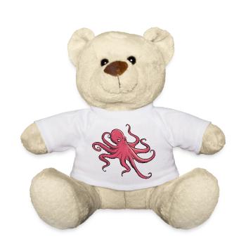 J’aime le poulpe - huit tentacules - calmar - Nounours - blanc - Devant