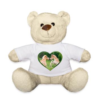 Haflinger Pferde lustige Fohlen Freunde mit Herz - Teddy - Weiß - Vorne