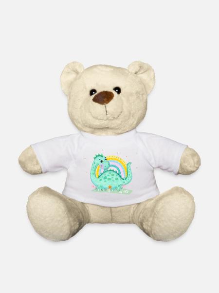 Dinosaurier mit Regenbogen - Teddy - Weiß