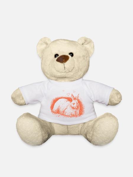 Retro Bunny with Hearts Easter Bunny - Teddy Bear - white