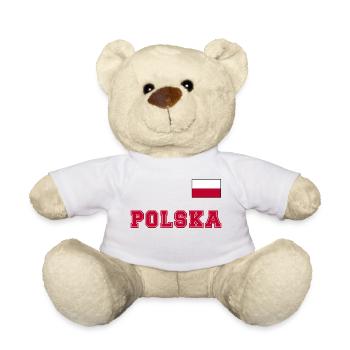 Look maillot de la Pologne – POLSKA avec drapeau - Nounours - blanc - Devant